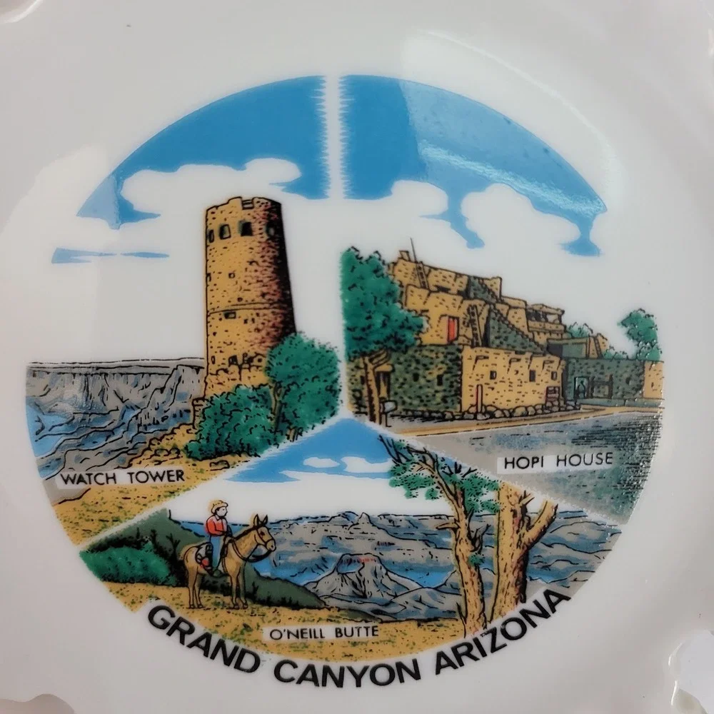 ANCO Souvenir Plate Grand Canyon Arizona Reticulated‎ Gold Trim Vintage 7.25in